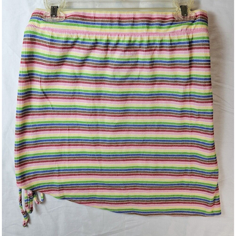 Target Pride Asymmetrical Mini Skirt Rainbow Striped Ribbed Ruched Y2K Rave Fest